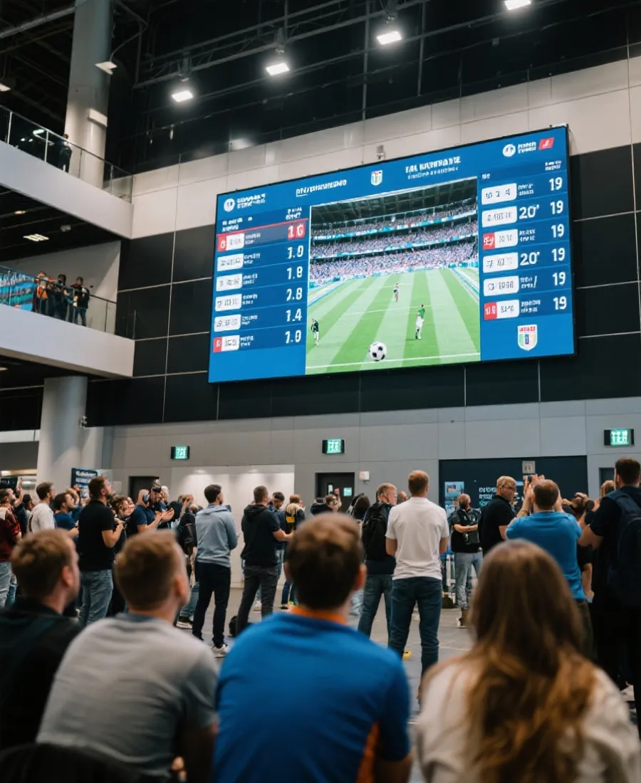 球迷关注实时比分与球队战绩的场景示意图